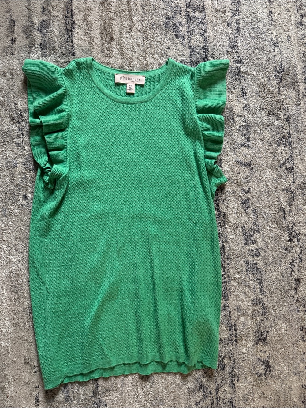 Philosophy Green Ruffle-Sleeve Tank Top